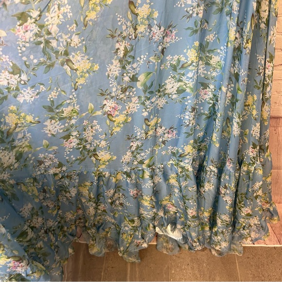 Mac Duggal Ruffle Tiered Floral Cut-out Chiffon Blue floral gown size 12 stunner - Picture 5 of 15